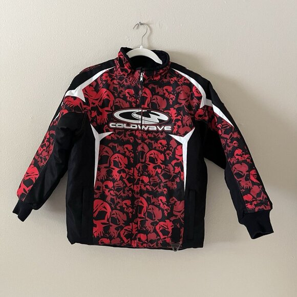 coldwave snowmobile jacket Racing Red Skull Youth 14 Kids Winter Sports Full zip - Picture 1 of 8